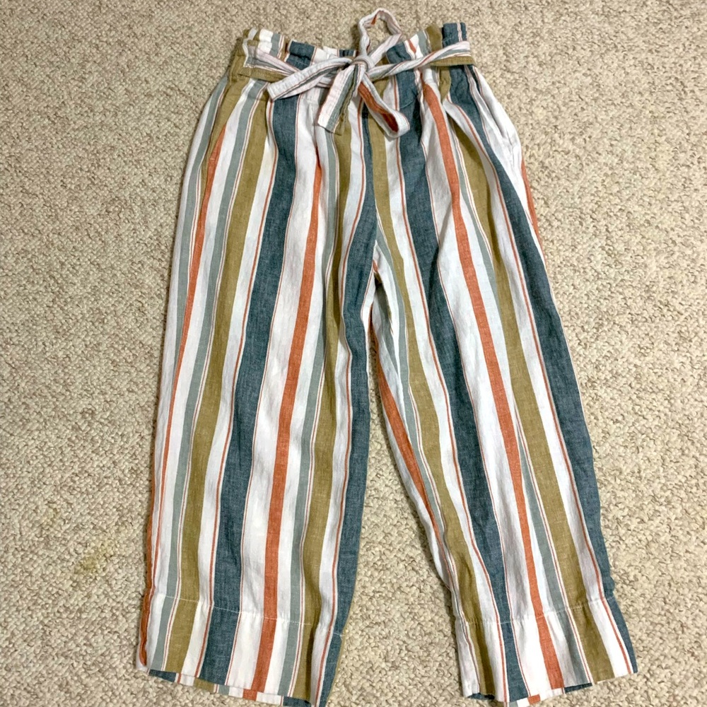 Madewell Tie-Waist Huston Pull-On Crop Pants in Stripe